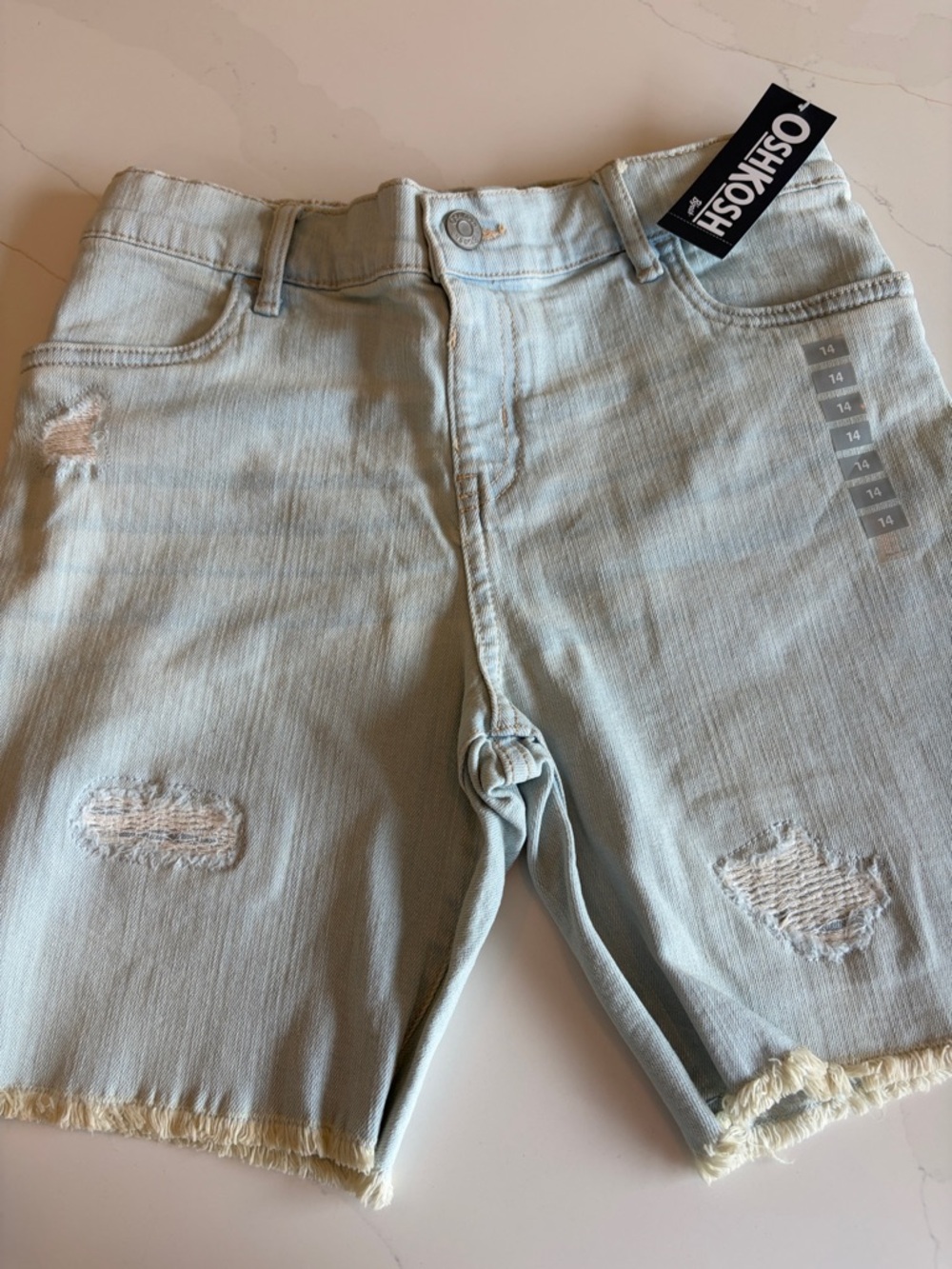 NWT OshKosh B'gosh Light Blue Distressed Denim Kids Shorts
